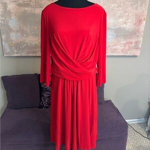 Tommy Hilfiger Vibrant Red Long Sleeve Dress